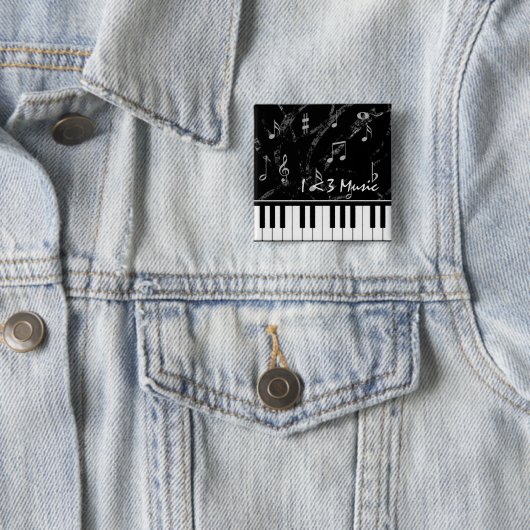 Black and White Piano Music Button (In situ)