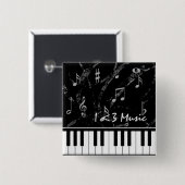 Black and White Piano Music Button (Voorkant /achterkant)