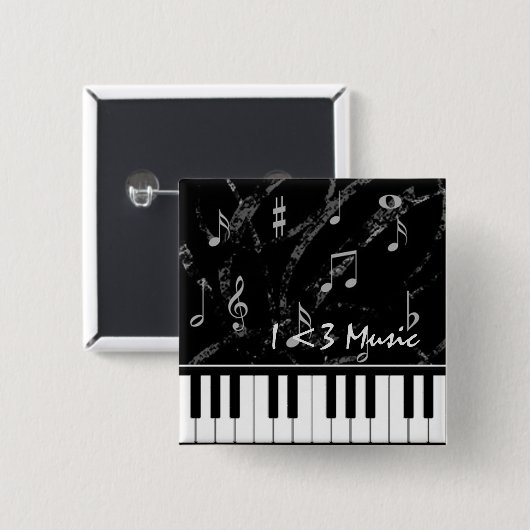 Black and White Piano Music Button (Voorkant /achterkant)