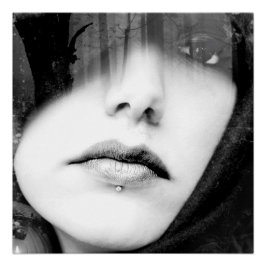 Black and White Pierced Lip Woman Perfect Poster