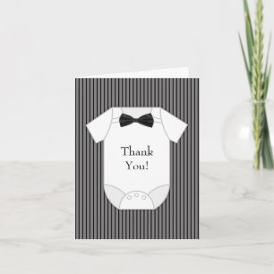 Black and White Pinstripe Baby Boy Merci Cartes