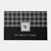 Black And White Plaid Monogram Deurmat (Voorkant)
