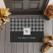 Black And White Plaid Monogram Deurmat