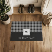 Black And White Plaid Monogram Deurmat