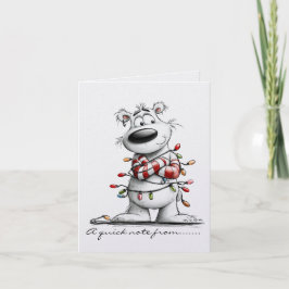 Black and White Polar Bear With Colored Lights Notitiekaartje