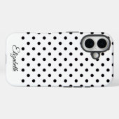 Black and White Polka Dot Personalized Name Case-Mate iPhone Case (Achterkant (horizontaal))