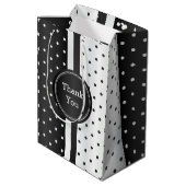 Black and White Polka Dots - Bedankt Medium Cadeauzakje (Achterkant Gekanteld)