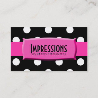 Black and White Polka Dots Hot Pink Name Bord Visitekaartje