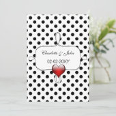 Black and White Polka Dots Wedding Kaart (Staand voorkant)