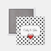 Black and White Polka Dots Wedding Magneet (Voorkant / Achterkant)