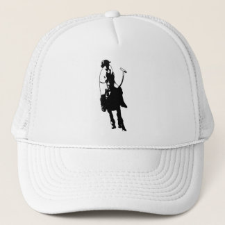 Black and White Polo Player Swinging Mallet Trucker Pet