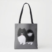 Black and White Pomeranian Cartoon Dog Draagtas (Voorkant)