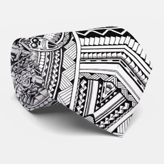 Black and White Professional Tribal Tattoo Pattern Stropdas