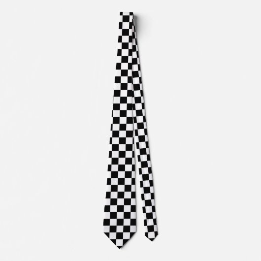 Black and White Racing Silks Checks Derby Stropdas (Voorkant)