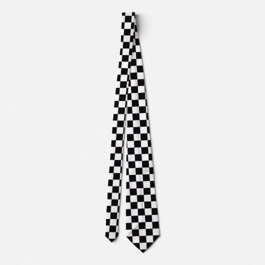 Black and White Racing Silks Checks Derby Stropdas (Achterkant)