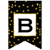 Black and White Random Gold Dot Patten Wedding Vlaggetjes (Eerste vlag)