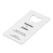 Black and White Rectangle Wedding Bottle Opener (Devant Angle)
