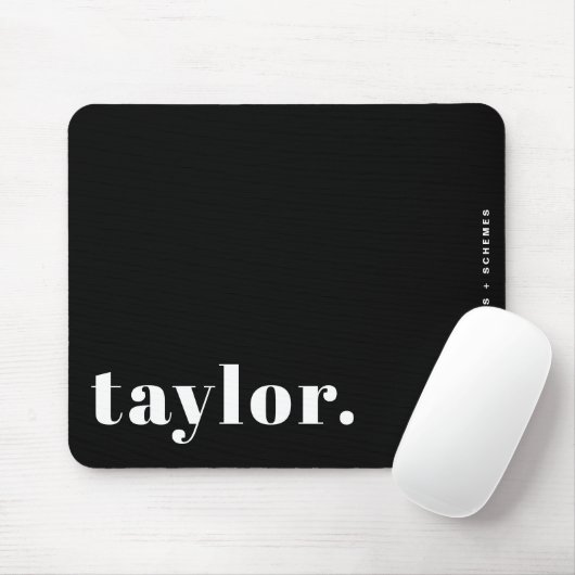 Black and White Retro Typography Personalized Muismat (Met muis)