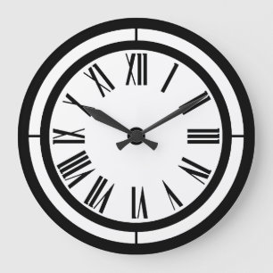 Black and White Roman Numeras Wall Clock Grote Klok
