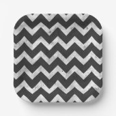 Black and white Rustic Chevron pattern Papieren Bordje (Voorkant)