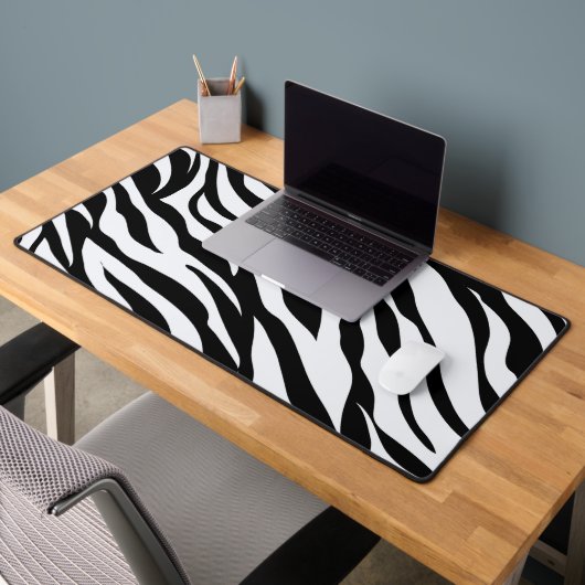Black and White Safari Zebra Animal Print Desk Mat (Bureau 2)