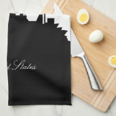 Black and White San Francisco Skyline Theedoek (Quarter Fold)