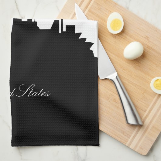 Black and White San Francisco Skyline Theedoek (Quarter Fold)