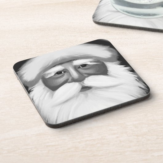 Black and White Santa Claus Bier Onderzetter (Linkerzijde)