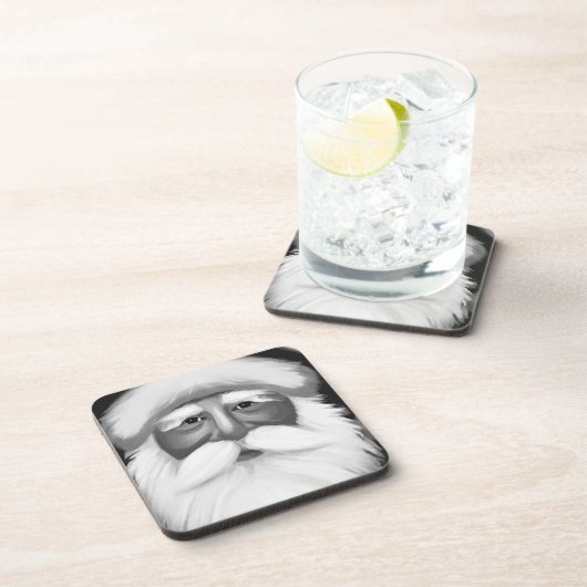 Black and White Santa Claus Bier Onderzetter (Rechterzijde)