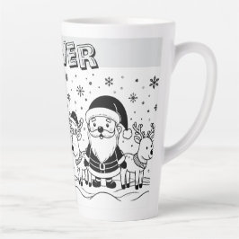 Black and White Santa Claus with Reindeers Latte Mok