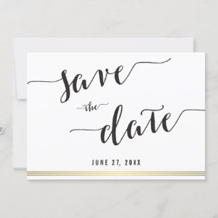 Black and White Save the Date Gold Invitation Kaar
