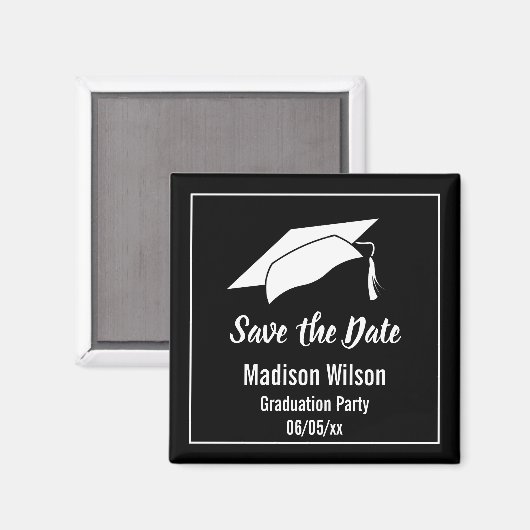 Black and White Save the Date Graduparty Magneet (Voorkant / Achterkant)
