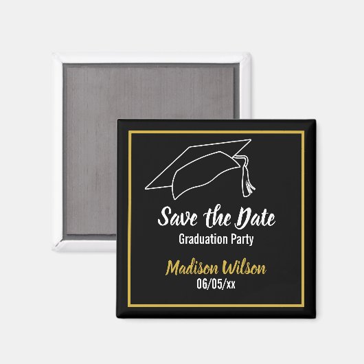 Black and White Save the Date Graduparty Magneet (Voorkant / Achterkant)