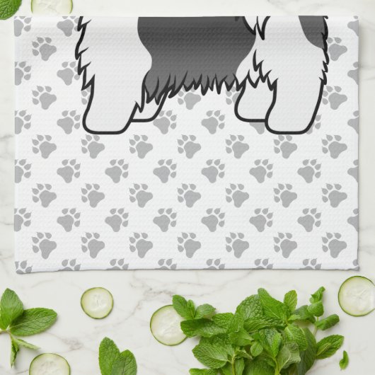 Black and White Shih Tzu Cute Cartoon Dog Theedoek (Gevouwen)