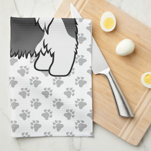 Black and White Shih Tzu Cute Cartoon Dog Theedoek (Quarter Fold)