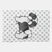Black and White Shih Tzu Cute Cartoon Dog Theedoek (Horizontaal)