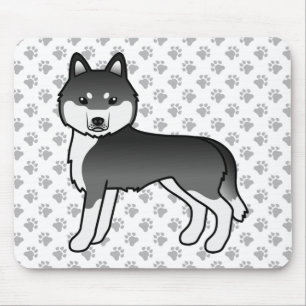 Black and White Siberian Husky Cute Cartoon Dog Muismat