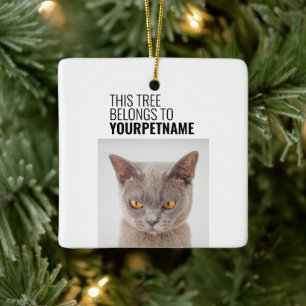 Black and White Simple Funny-kerstfoto Keramisch Ornament