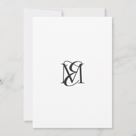 Black and White Simple Modern Monogram Weddenschap Kaart (Achterkant)