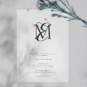 Black and White Simple Modern Monogram Weddenschap Kaart