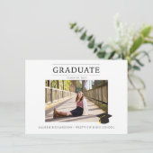 Black and White Simple Photo Graduparty Kaart (Staand voorkant)