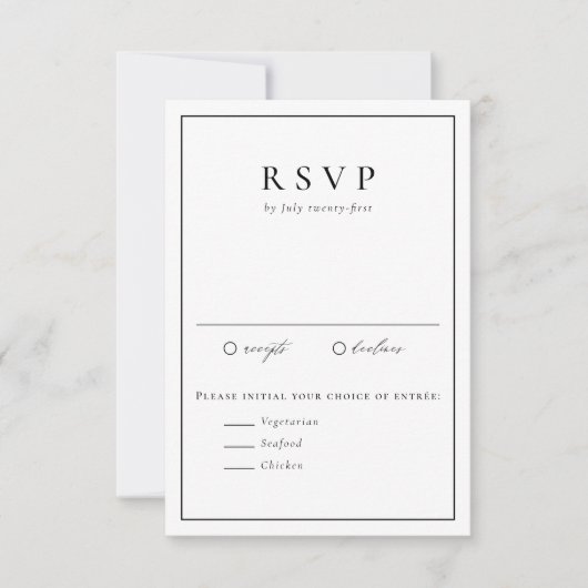 Black and White Simple Typography Formal Wedding RSVP Kaartje (Voorkant)