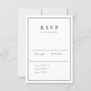 Black and White Simple Typography Formal Wedding RSVP Kaartje