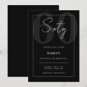 Black and White Sixty 60th Birthday Celebration Kaart (Voorkant / Achterkant)