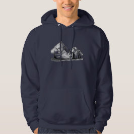 Black and White Sketches on Men's Hoodie