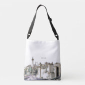 Black and White Skyline New york City Drawing Crossbody Tas (Achterkant)