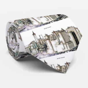 Black and White Skyline New york City Drawing Stropdas