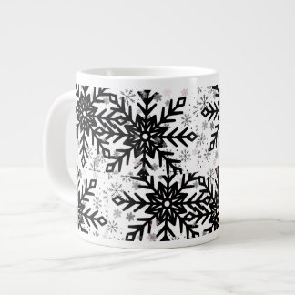 black and white snowflake mug extra grote beker
