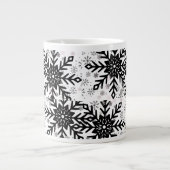 black and white snowflake mug extra grote beker (Voorkant)