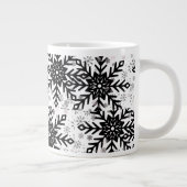 black and white snowflake mug extra grote beker (Rechts)